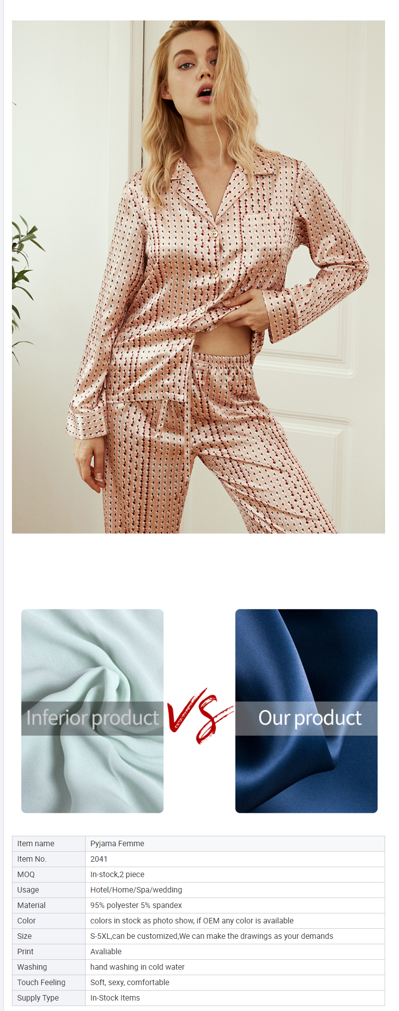 Wholesale Custom Autumn Sleepwear Longt Pyjama Set3)